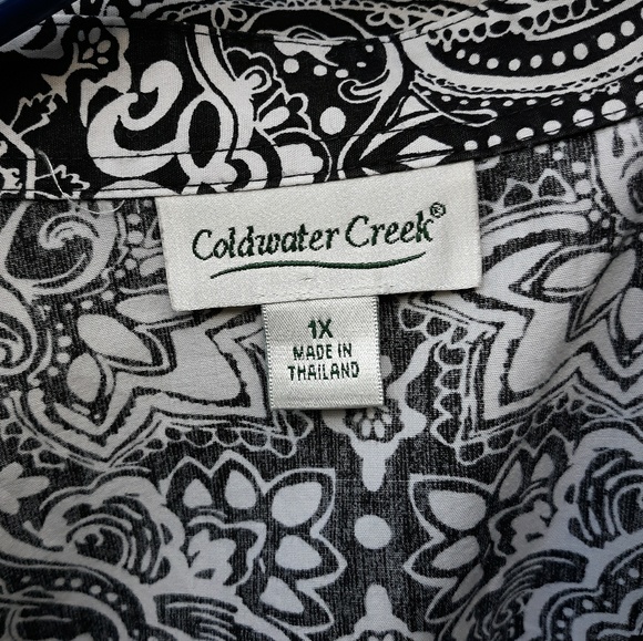 COLDWATER CREEK INDIGO TRIBAL PRINT SHIRT, 1X - Picture 3 of 7
